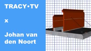 TRACY•TV x Johan van den Noort met schematische weergave van oranje muren op grijze basis.
