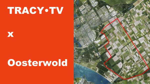 TRACY•TV x Oosterwold: luchtfoto met rood omrand gebied